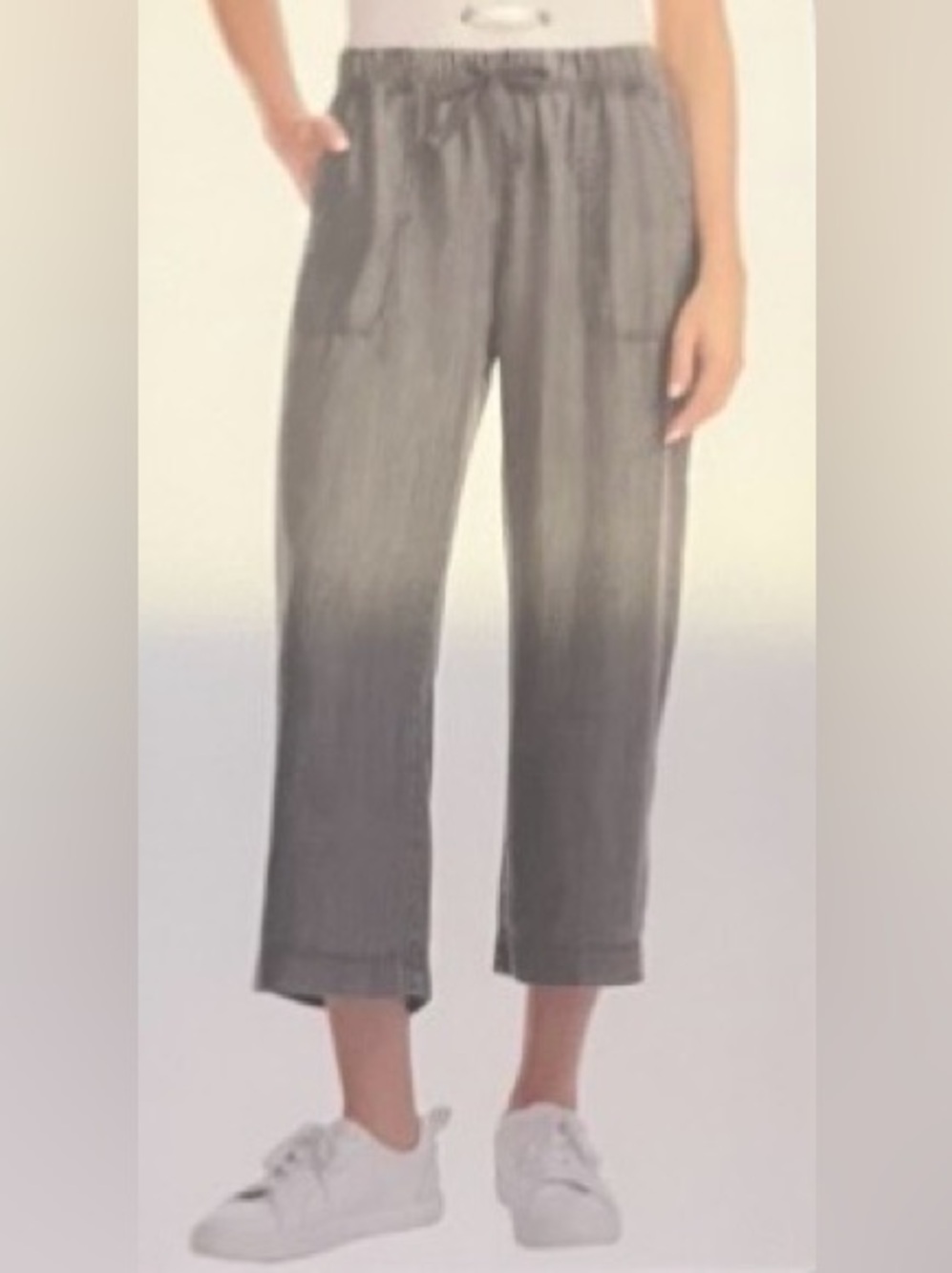 Splendid Cropped Wide-Leg Pull-On Pants in Black Wash